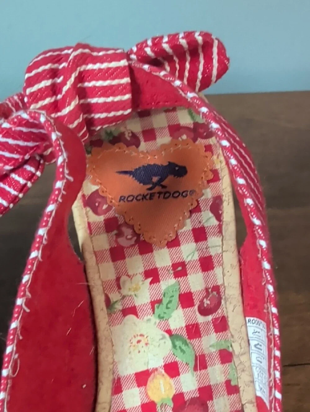 Rocket Dog Red Striped Peep-Toe Wedge Sandals